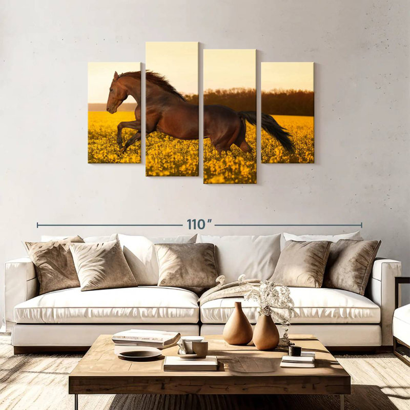 Brampt Horse In Flower Field, 48'' H x 75'' W
