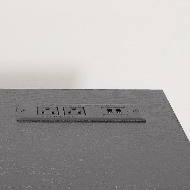 Meuble télé 57 po avec foyer électrique, tablettes en verre et DEL 57 po, Noir