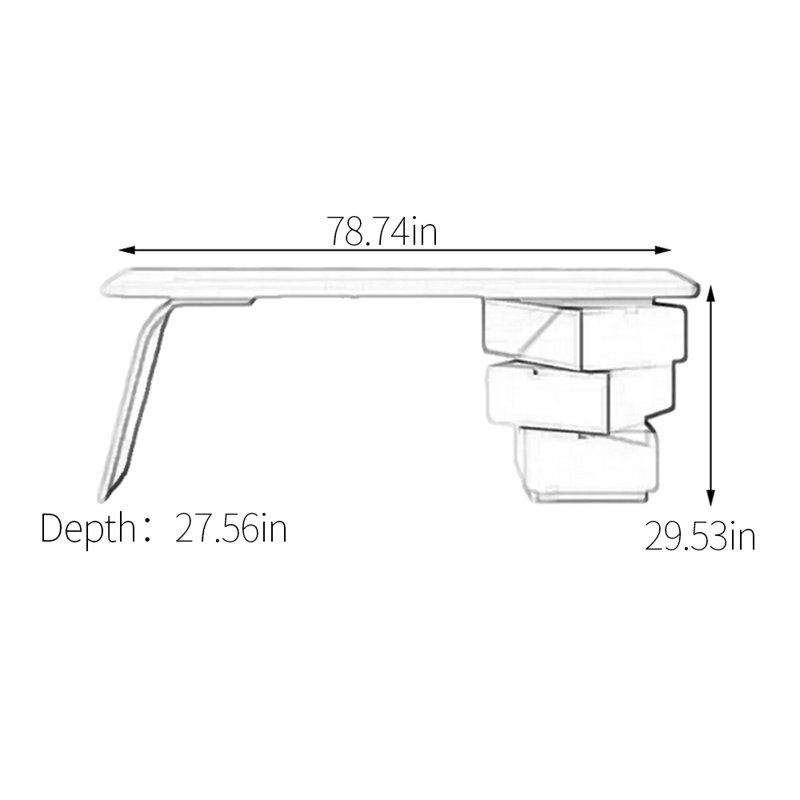 Bureau ergonomique pour les jambes, H 29,53 po x l 78,74 po x P 27,56 po