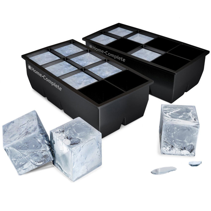 Grands moules à glaçons - Ensemble de 2 plateaux en silicone pour 8 grands cubes de 2 po x 2 po - Sans BPA, eau glacée flexible, limonade, cocktails et plus encore - Plateau à glaçons