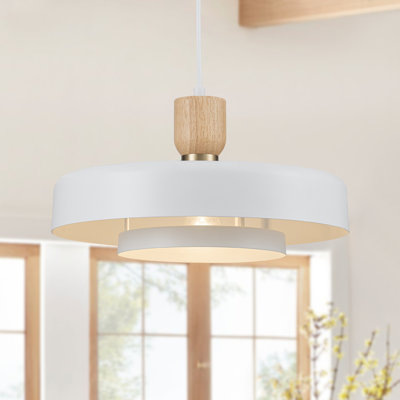 Luminaire suspendu scandinave à 1 lumière avec accents en bois 1 lumière
