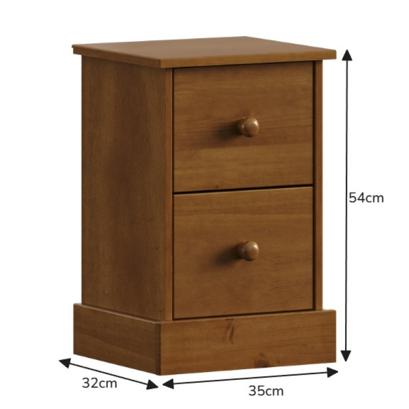 35cm W Solid Wood Bedside Table, Dark Brown