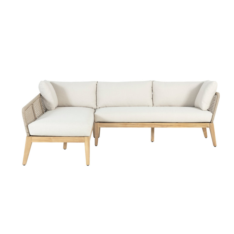 Chaise longue d'extérieur avec coussins Lakischa, Beige