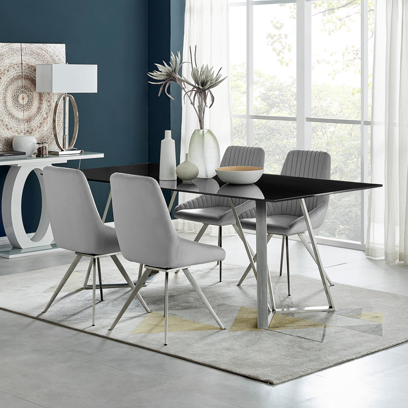 Cobblefield Glass Top Four Leg Dining Set, 5