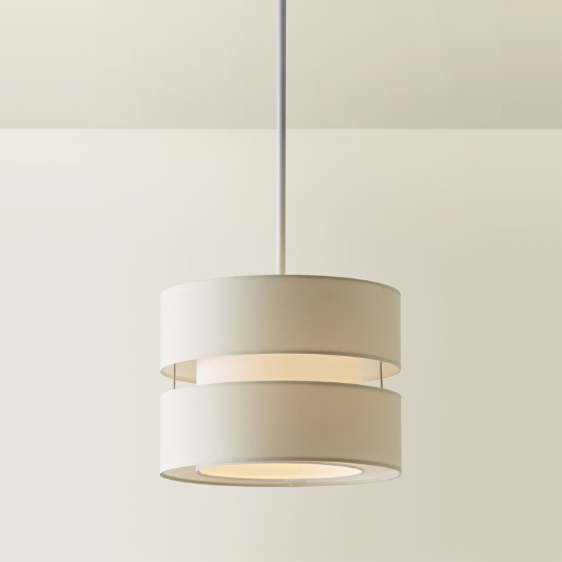 19cm H Fabric Round Pendant Shade ( Slip-On ), White