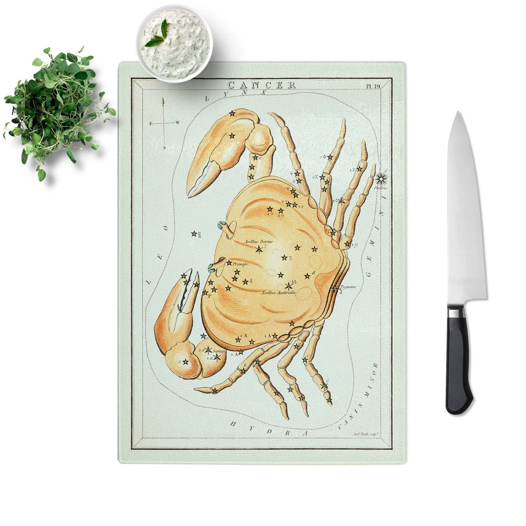Tempered Glass Astronomical Zodiac Chart of the Cancer Chopping Board