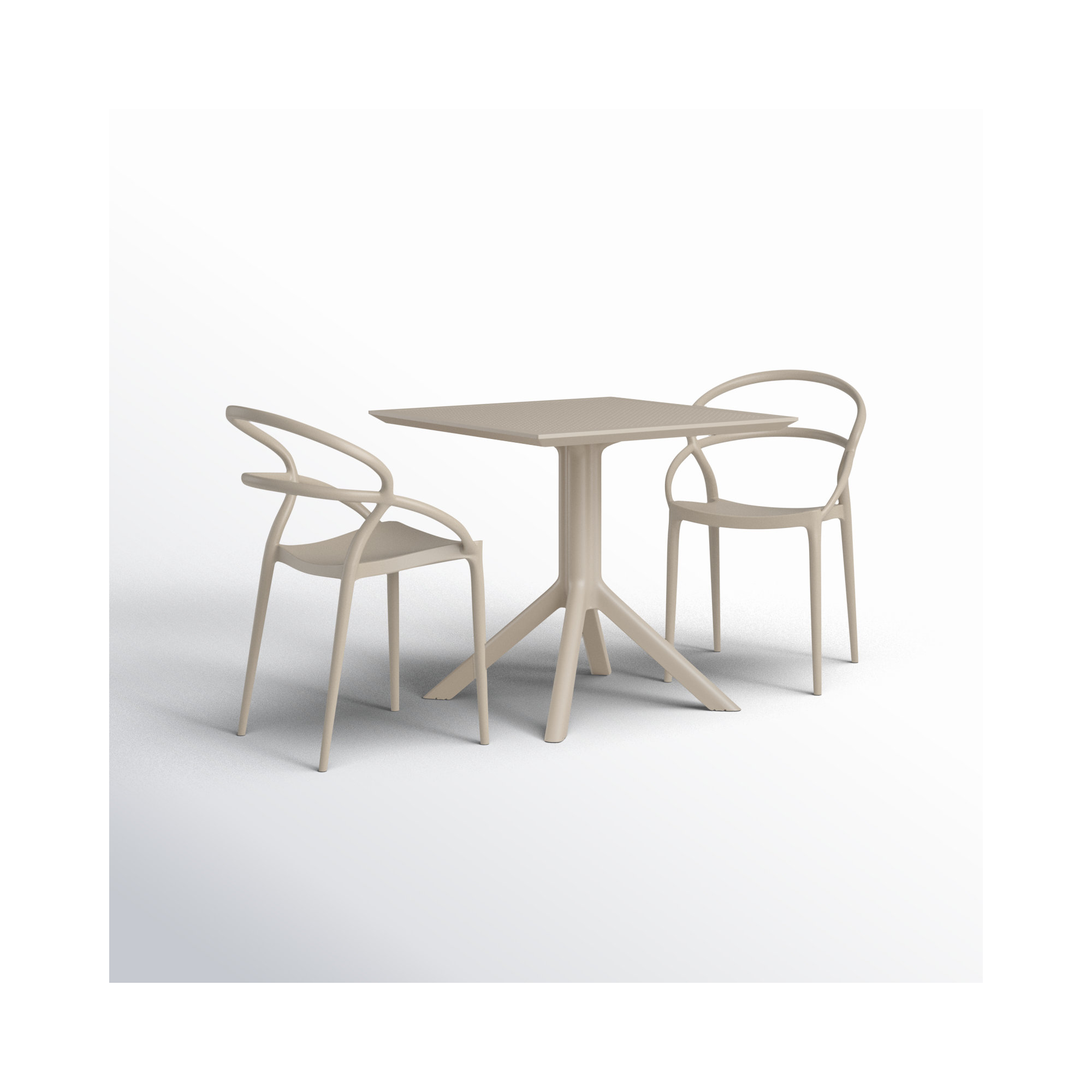 Farrah Patio 3 Piece Bistro Set, Taupe