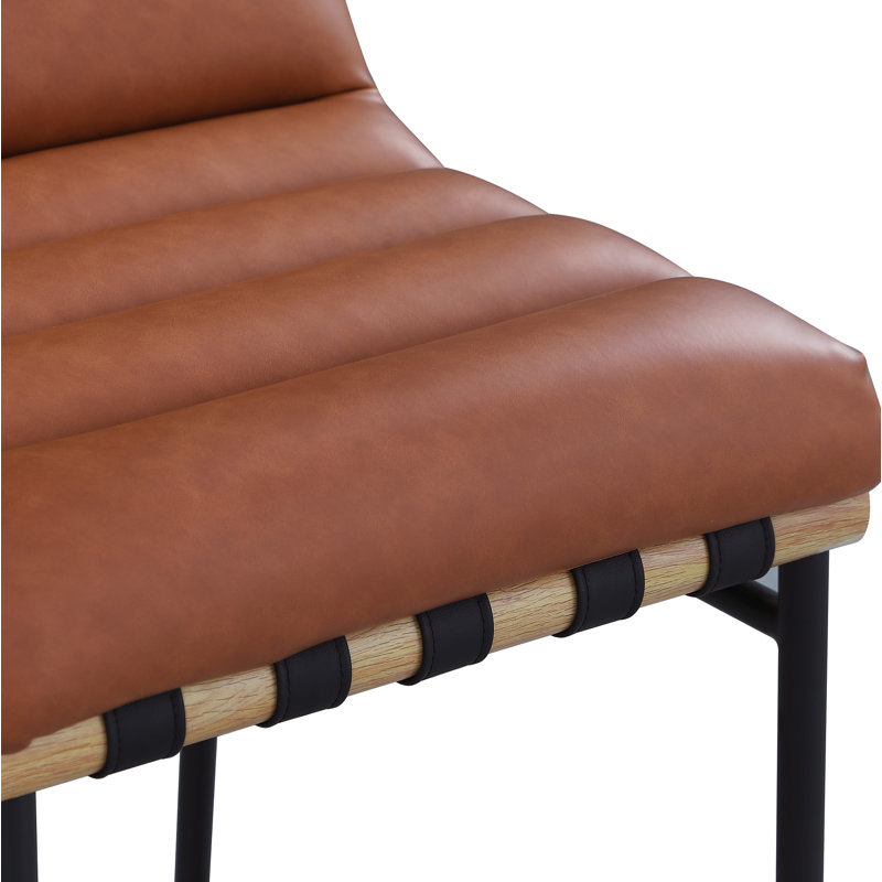Tabouret de comptoir rembourré Sean Vincentas, Similicuir cognac, Tabouret de bar (siège d'une hauteur de 29,9 po)