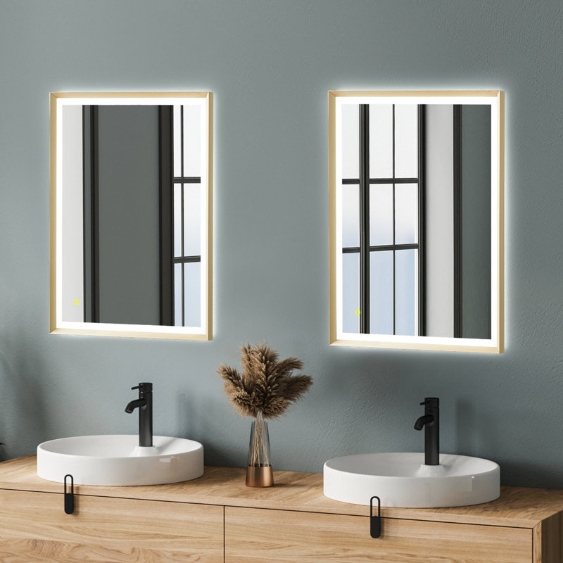 Apollo 36" Gold Rectangular LED Vanity Mirror