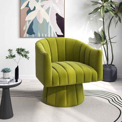 Fauteuil demi-tonneau pivotant en velours 26,77 po Ghinita