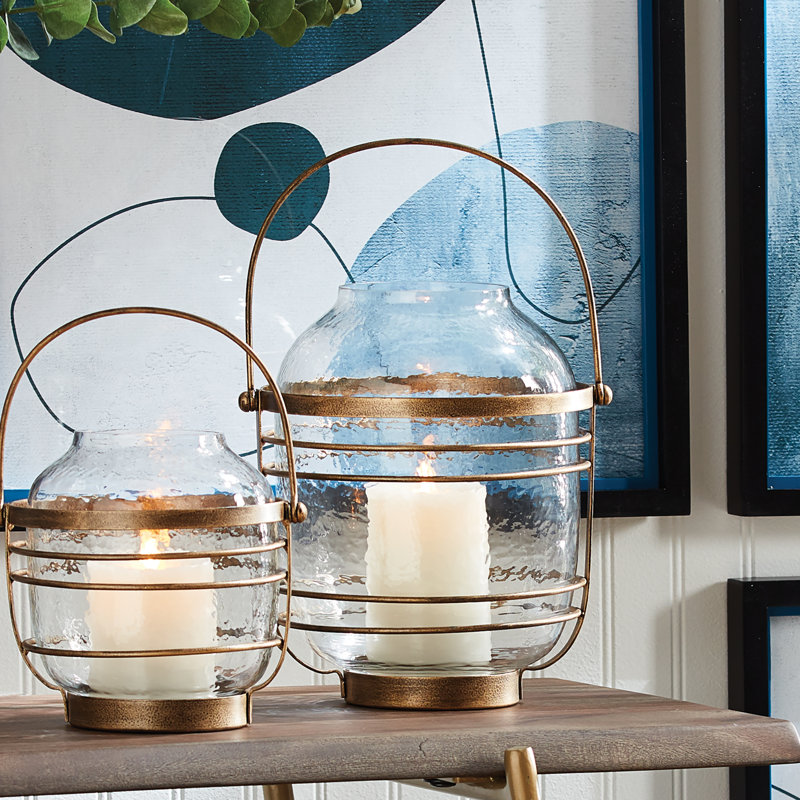 Hurricane Candle Holder, 10.25" H x 8" W x 8" D