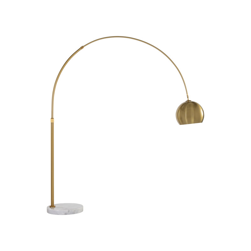 Jancar 102'' Arched Floor Lamp, Brass, Brass/White
