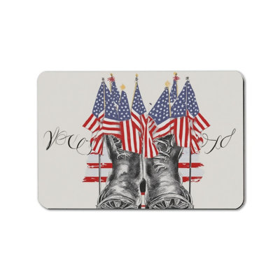 Tapis d'entrée bleu avec drapeau américain 24 po x 36 po Tapis d'entrée