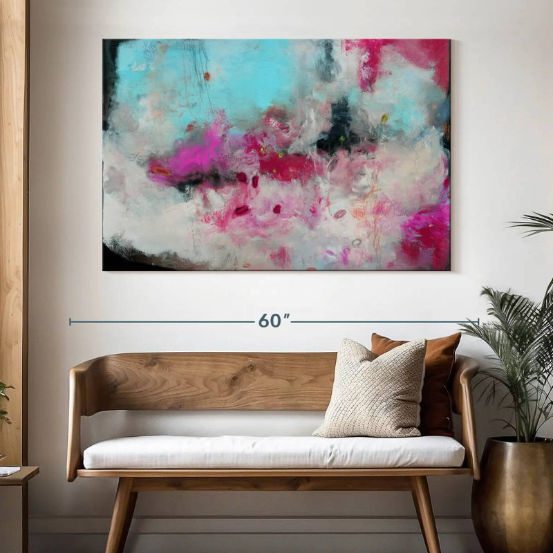 Avery - Abstraction rose et bleue I, H 34 po x l 51 po