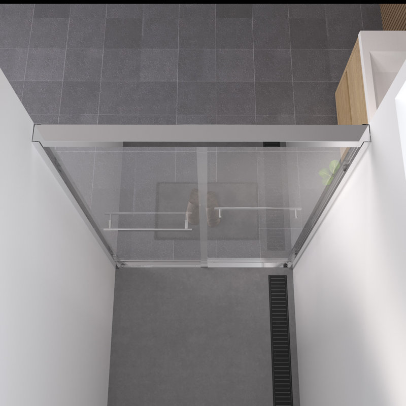 44 - 48"X76" Double Sliding Shower Door For Bathroom, 1/4" (6Mm) Clear Tempered Glass, Aluminum Frame, And , Reversible Setup