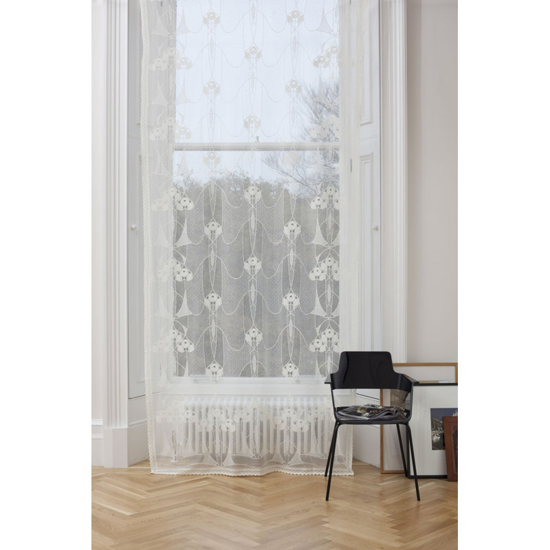 Maude Cotton Blend Sheer Curtain Single Panel, Ivory, 150 W x 160 D cm