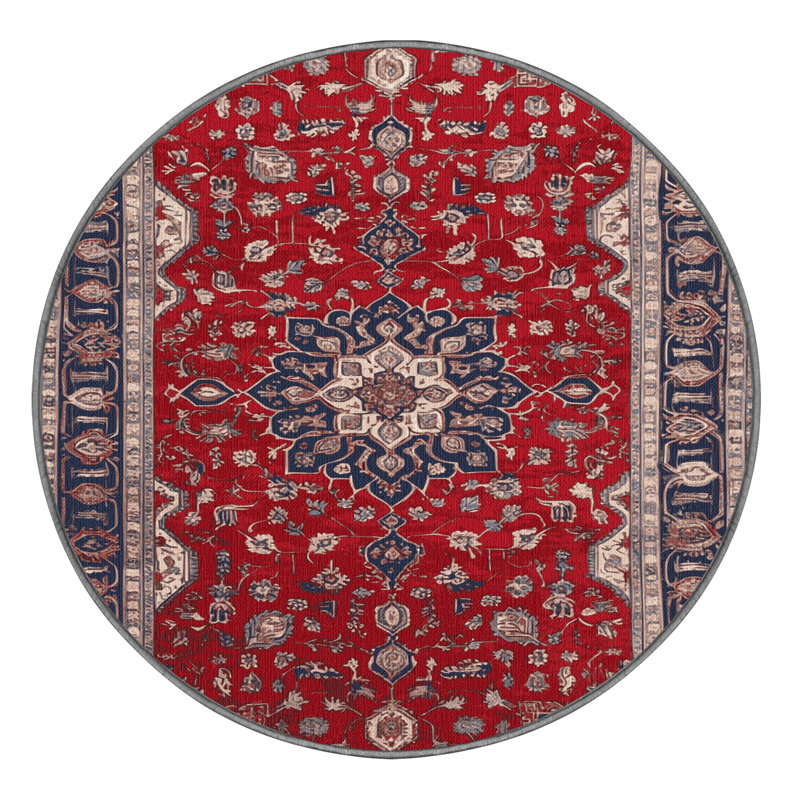 Tapis brun lavable à la machine, Rond 3 pi