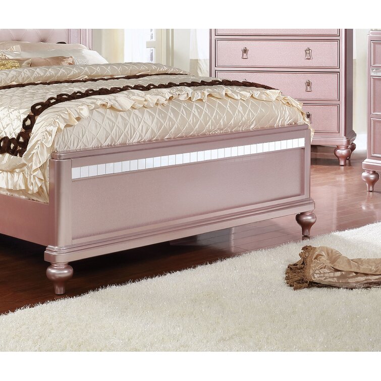 Furniture of America Ariston Rose Pink Tufted Twin Bed