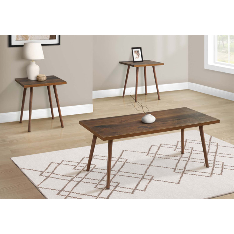 Ensemble contemporain de 3 pièces comprenant une table basse et une table d'appoint, fini stratifié durable pour salons modernes