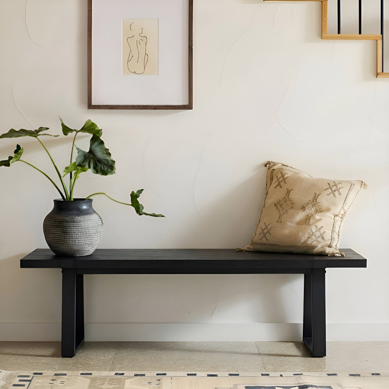Bancs de table en bois 60 po Leira, Noir