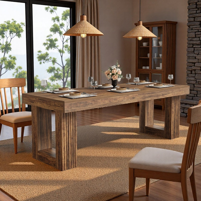 86.6-inch Dining Table for 8-10,  Farmhouse Rectangle Kitchen Table
