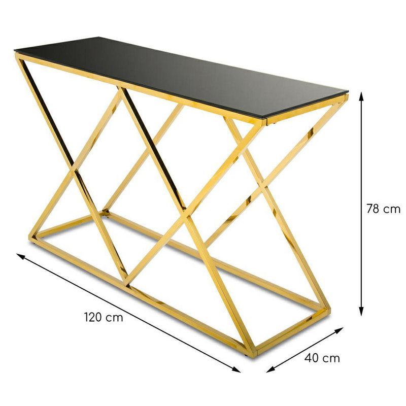 Ewert 120cm Glass Top Console Table, Gold