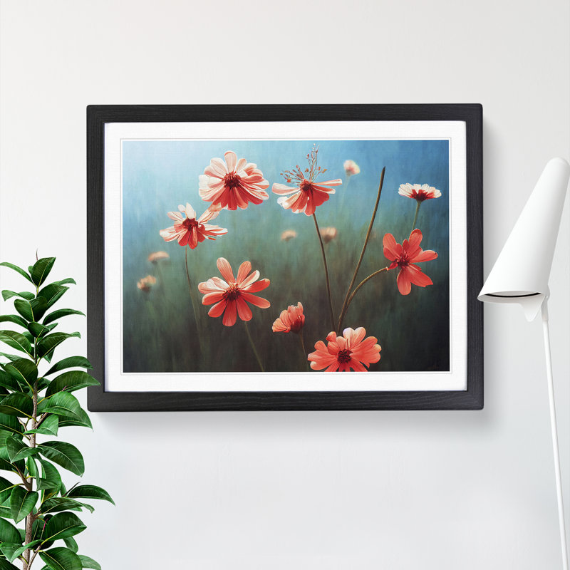 Traditional Wildflowers Floral 1 Piece Single Picture Frame Wall Art, 25cm H x 34cm W x 2cm D, Black Framed