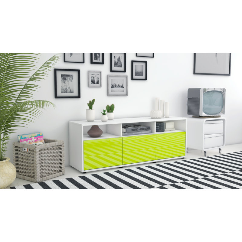 Wylie Unfinished TV Stand, High-gloss Green / Matte White