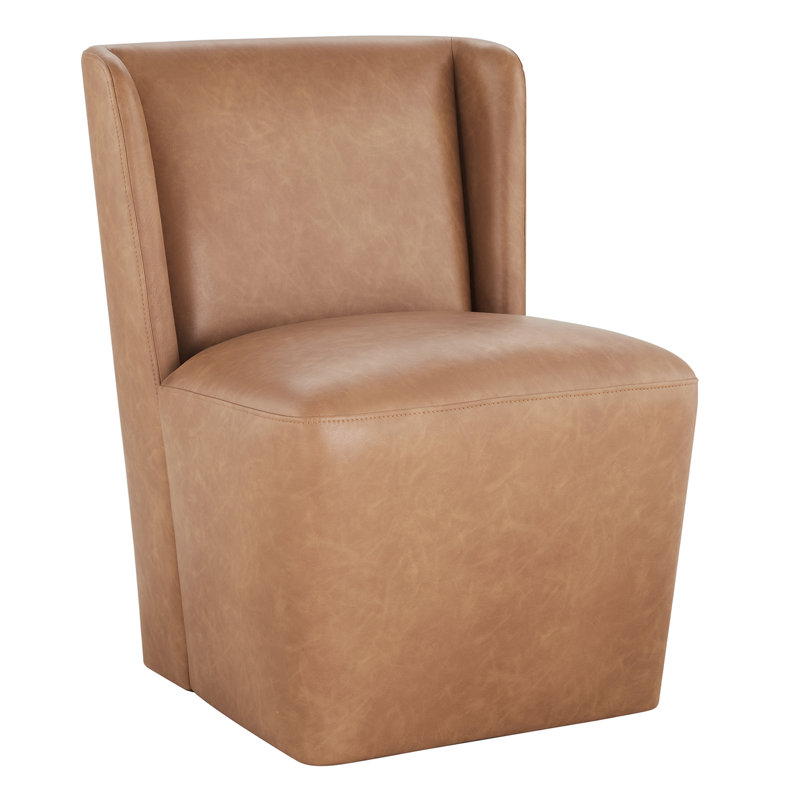 Chaise d'appoint rembourrée Ardeth, Cuir végétalien cognac Copley Performance, H 33 po x l 23,23 po x P 26 po