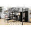 Lit mezzanine en métal avec table et garde-robe, double, noir - apparence moderne, construction stable, nombreuses options de rangement, instructions d'assemblage faciles, construction complète et contemporaine, structure robuste, abondante