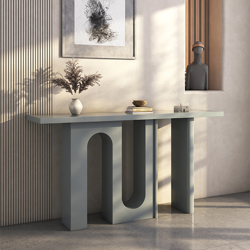 Light Gray Wood Rectangular Shape Console Table, 33.46" H x 47.24" W x 11.81" D, Light Gray