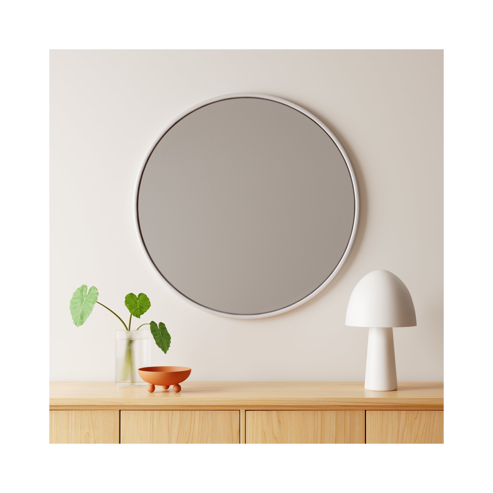 Sabine Metal Round Wall Mirror, Silver, 48" x 48"