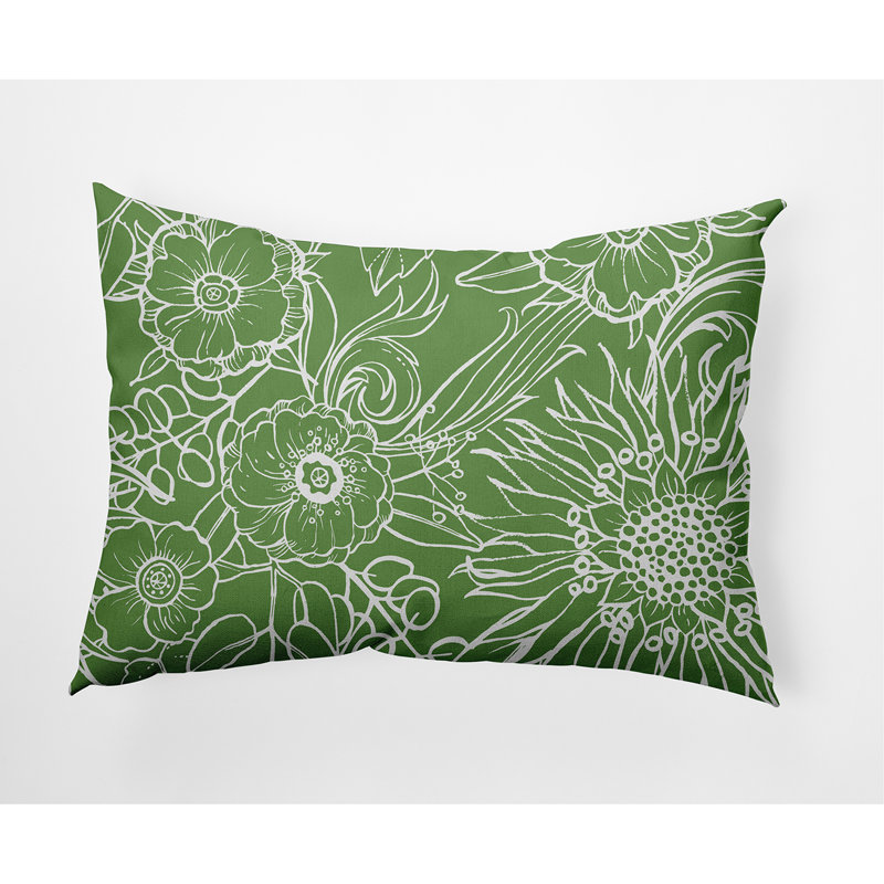 Cuban Flare Print Faux Linen Textured Pillow, Green