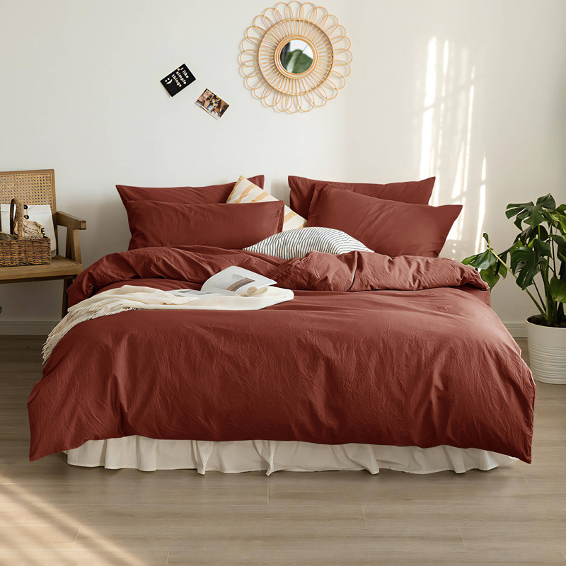 Ensemble de housse de couette, Housse de couette très grand et 2 taies, Terre cuite
