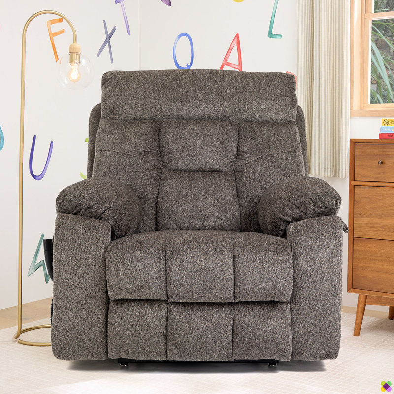 Vayun 40.94"W 180° Flat Lay Power Recliner, Massage Heater, Cup Holders, Dual Motors, Dark Brown