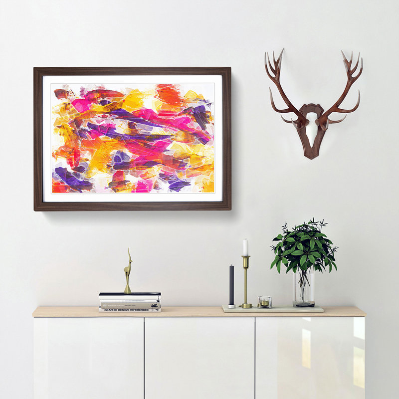 Ending Love in Abstract - Picture Frame Painting Print, 27cm H x 36cm W x 2cm D, Walnut Framed