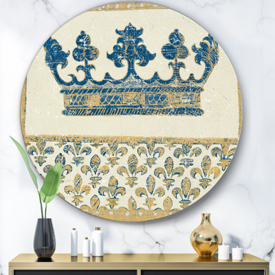 « fleur de lis gold couronne », reproduction d’art sur cercle en métal