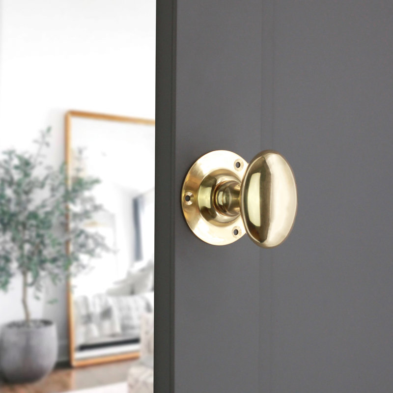 Oval Mortice Door Knob, Polished Brass