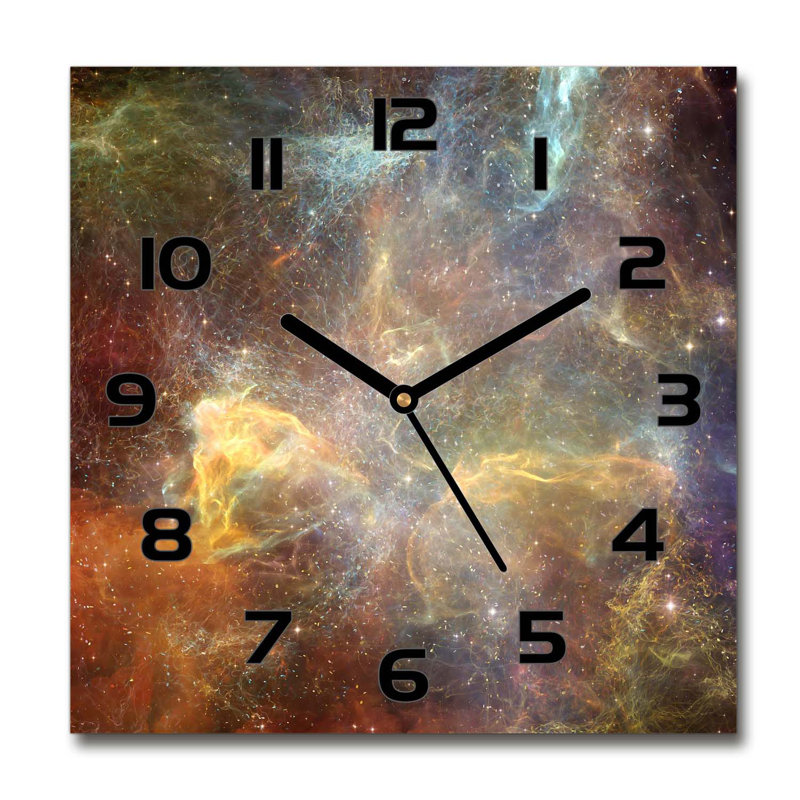 Glass Wall Clock, Brown/Yellow/Black