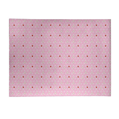 Tapis rose/rouge fait main géométrique