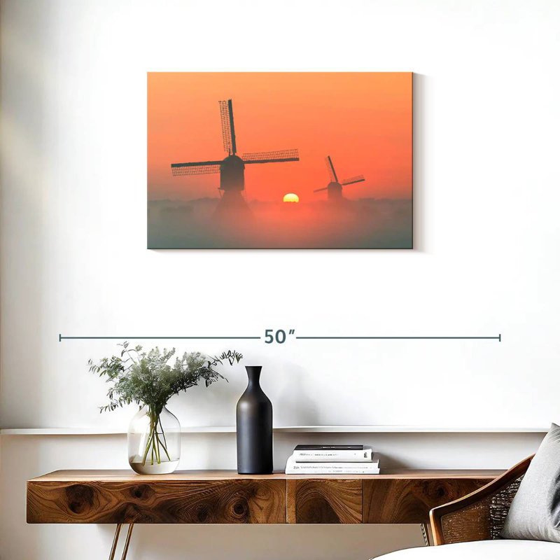 Lilie Misty Sunset Windmills, 20" H x 30" W