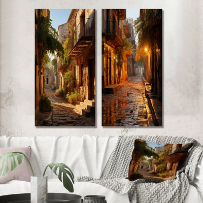 Cuba Havana Vieja Alleyways - Cuba Landscape Canvas Wall Art Set Of 2