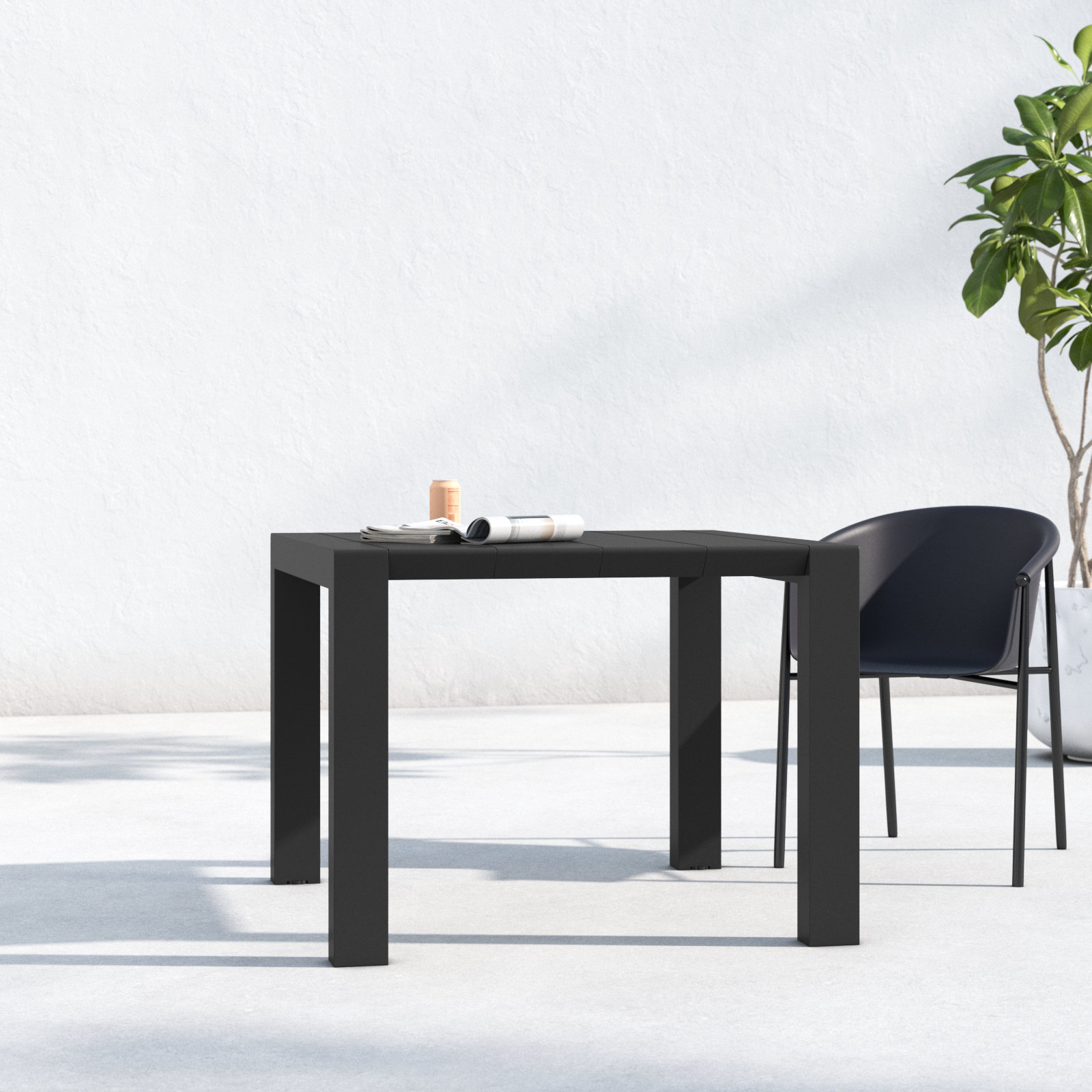 Farrah 39 " Extendable Patio Dining Table, Black