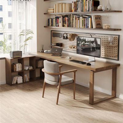62.99" Tan Rectangular Solid Wood desks