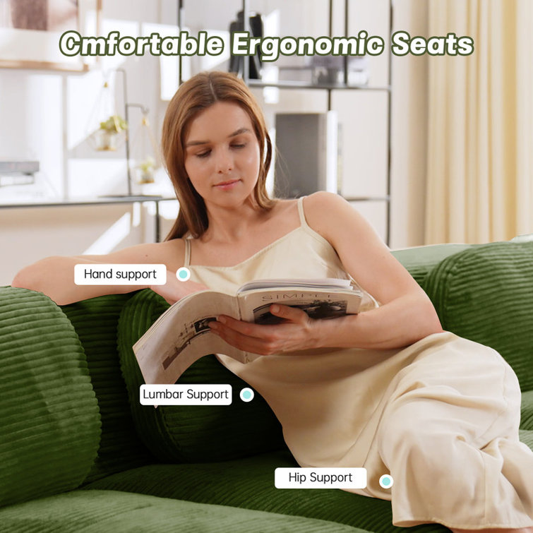 Modular U-Shaped Sectional Cloud Couch With Ottoman, Plush Corduroy, No Assembly Required, Big Comfy Couches Set With Fluffy Memory Foam