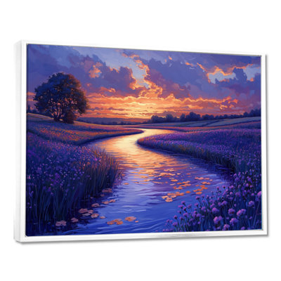 Riverbend At Dusk Countryside Landscape I - Lake, art mural