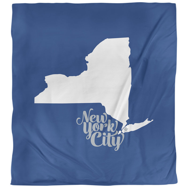 Housse de couette new york city, Bleu marine / gris, Microfibre