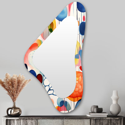 Bodkin Colorful Geometric mid century Shapes 3 - miroir mural décoratif de forme unique géométrique, miroir asymétrique moderne, impression d'art en métal