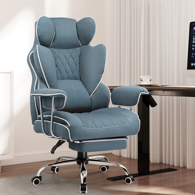 Big And Tall Gaming Chair With Pocket Spring Lumbar Support, Ergonomic Office Chair With Footrest, Executive Desk Chair With Outward Fixed Soft Armrests, Computer Chair With High Back