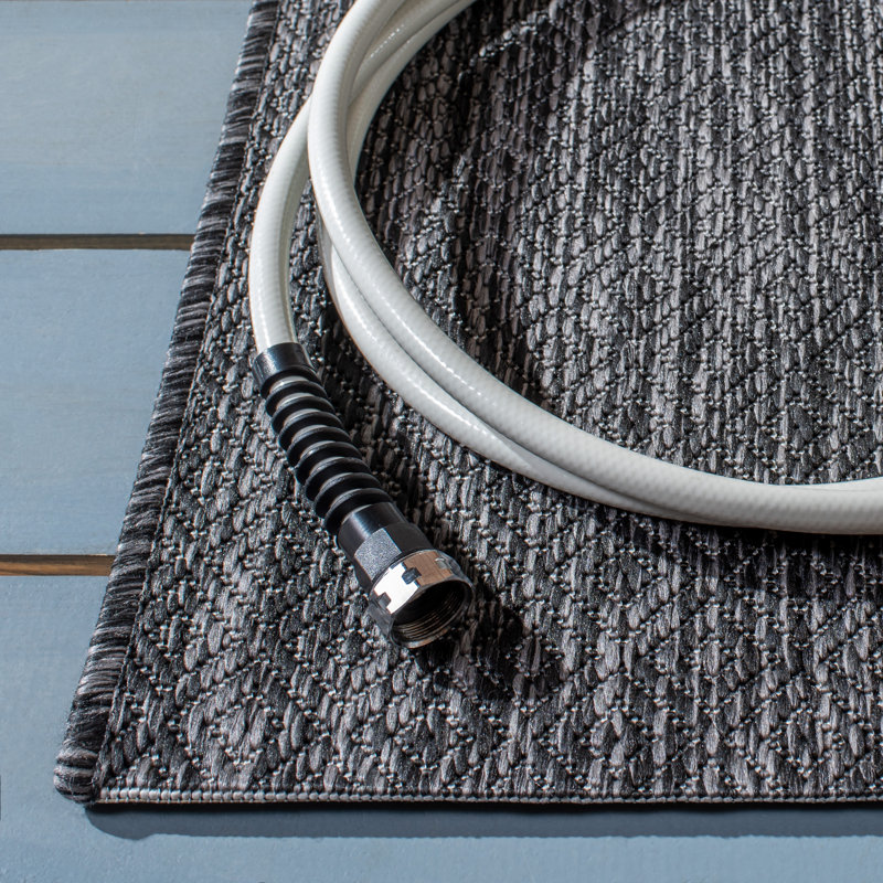 Madyson Black Indoor/Outdoor Area Rug, Round 6'7"